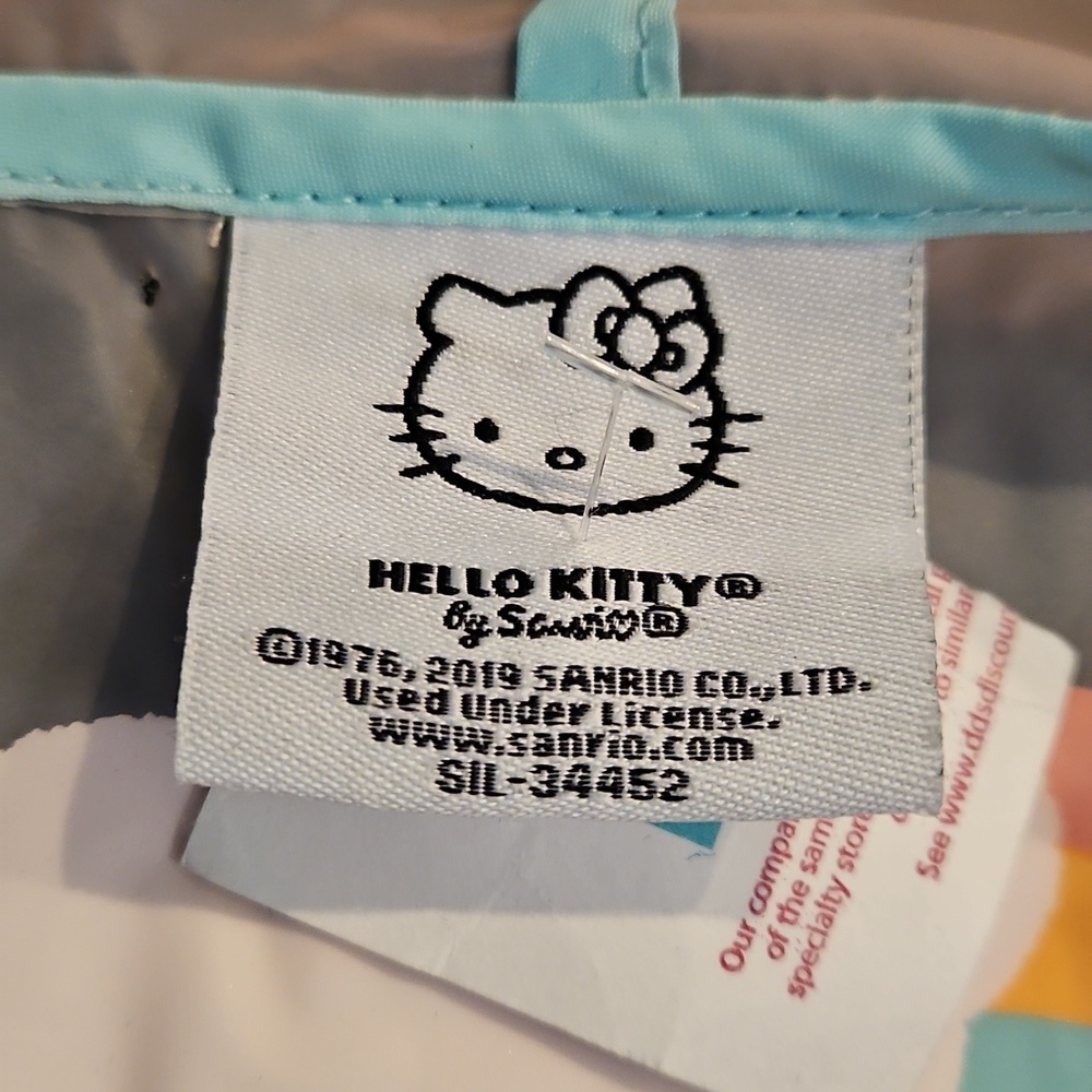 Hello Kitty Rainbow Umbrella Kids Rain Poncho Pink Light Blue Yellow White 2T - Picture 4 of 8